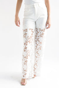 Fashion Styled Jeans piernas encaje Denim Blanco