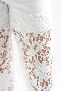 Fashion Styled Jeans piernas encaje Denim Blanco