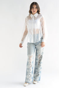 Fashion Styled Jeans tira de encaje piernas