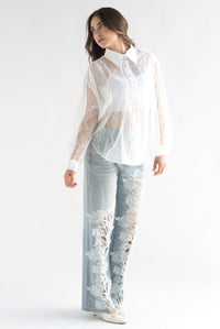 Fashion Styled Jeans tira de encaje piernas