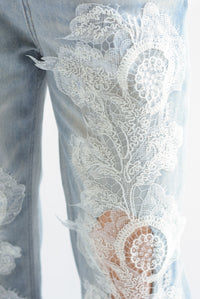 Fashion Styled Jeans tira de encaje piernas