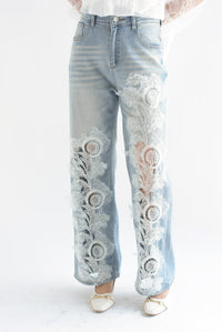 Fashion Styled Jeans tira de encaje piernas