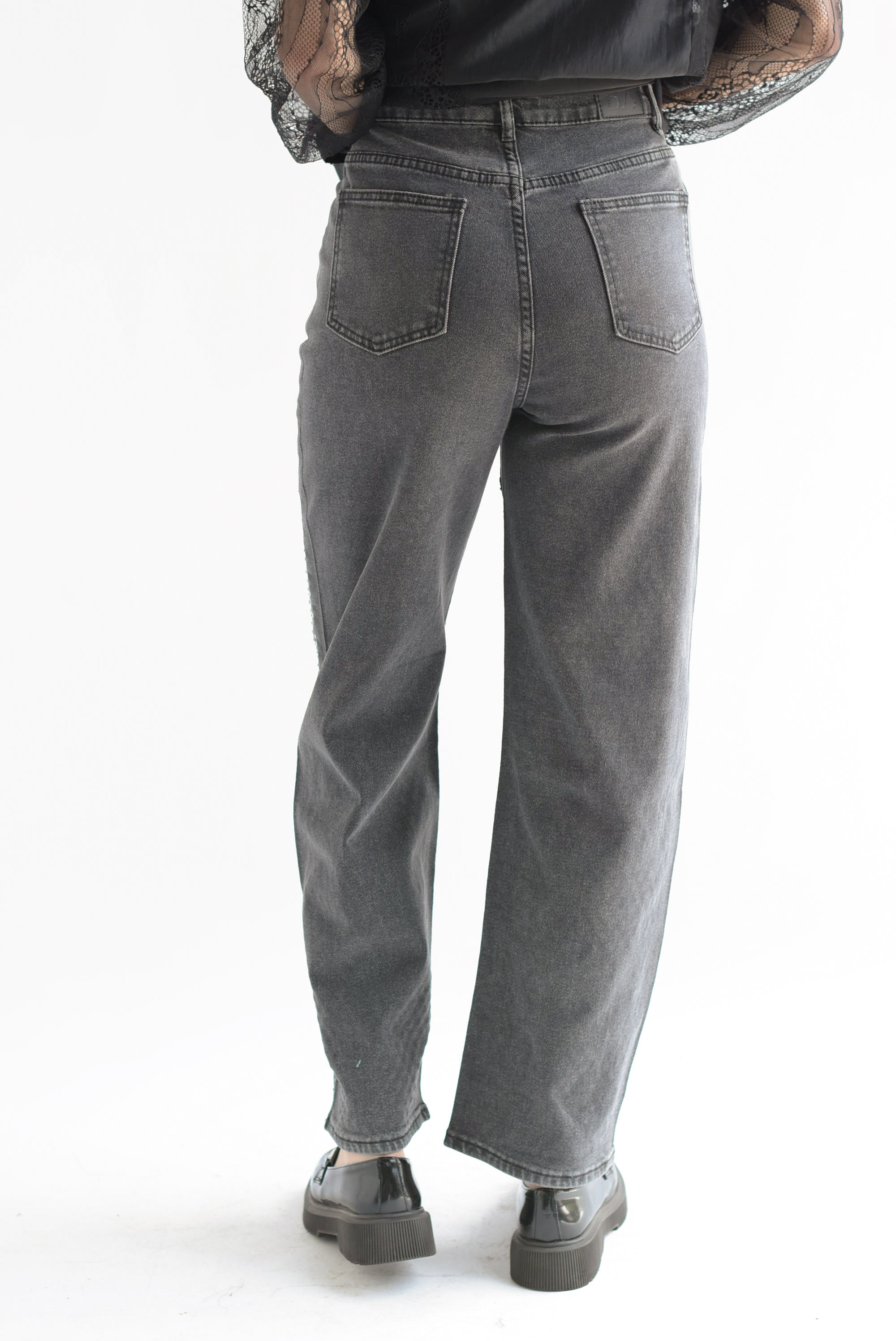 Jeans barrel brillos Negro