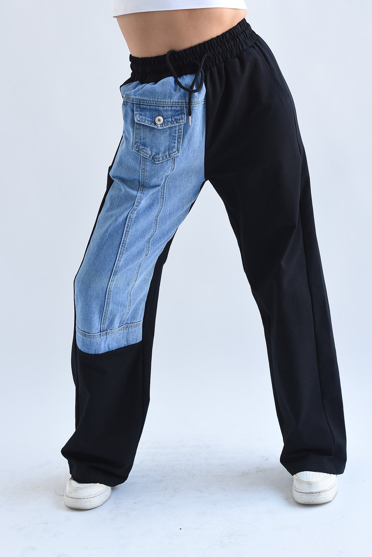 Pantalón algodón pierna Denim Negro