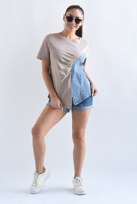 Fashion Styled T-Shirt lateral Denim Moka