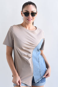 Fashion Styled T-Shirt lateral Denim Moka