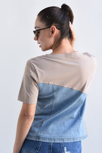 Fashion Styled T-Shirt lateral Denim Moka