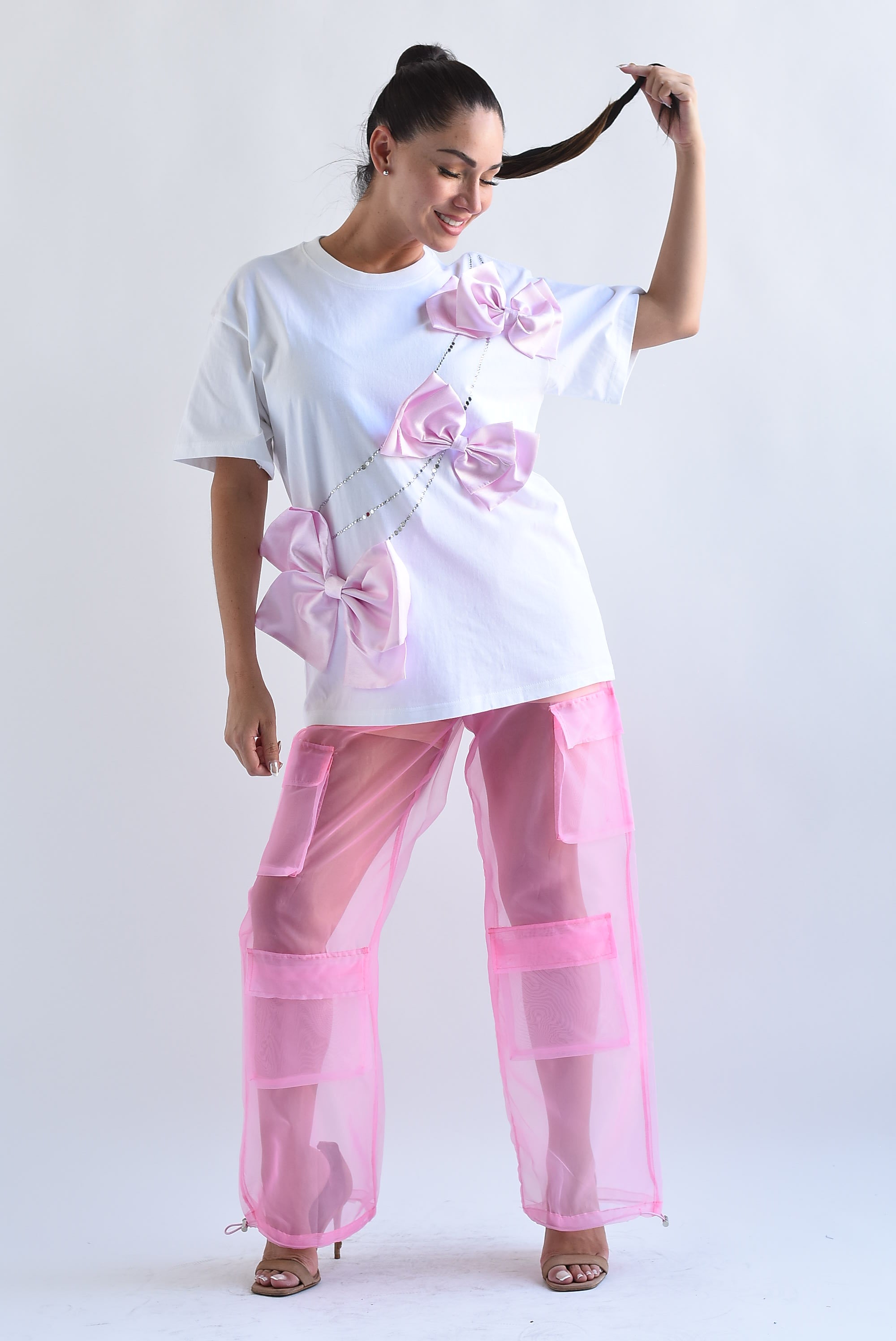 Pantalón cargo transparencia Rosa Bubblegum