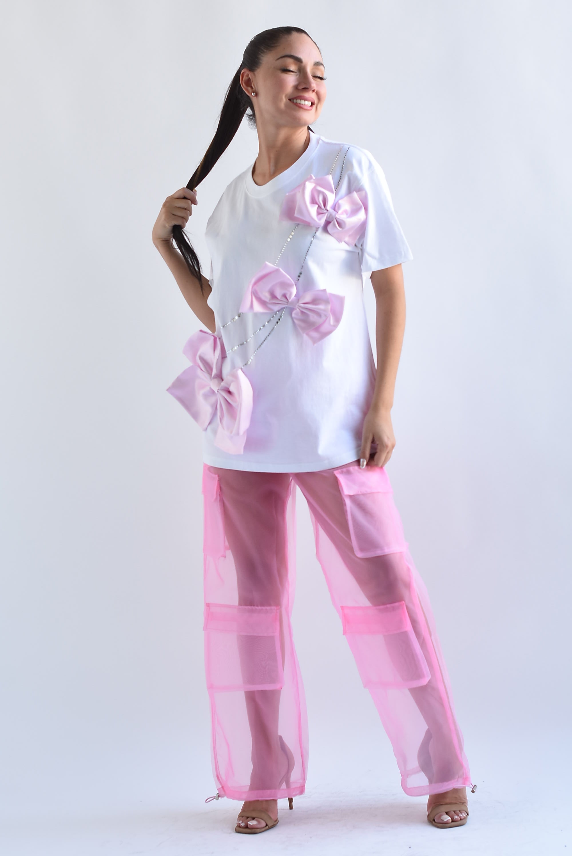 Pantalón cargo transparencia Rosa Bubblegum