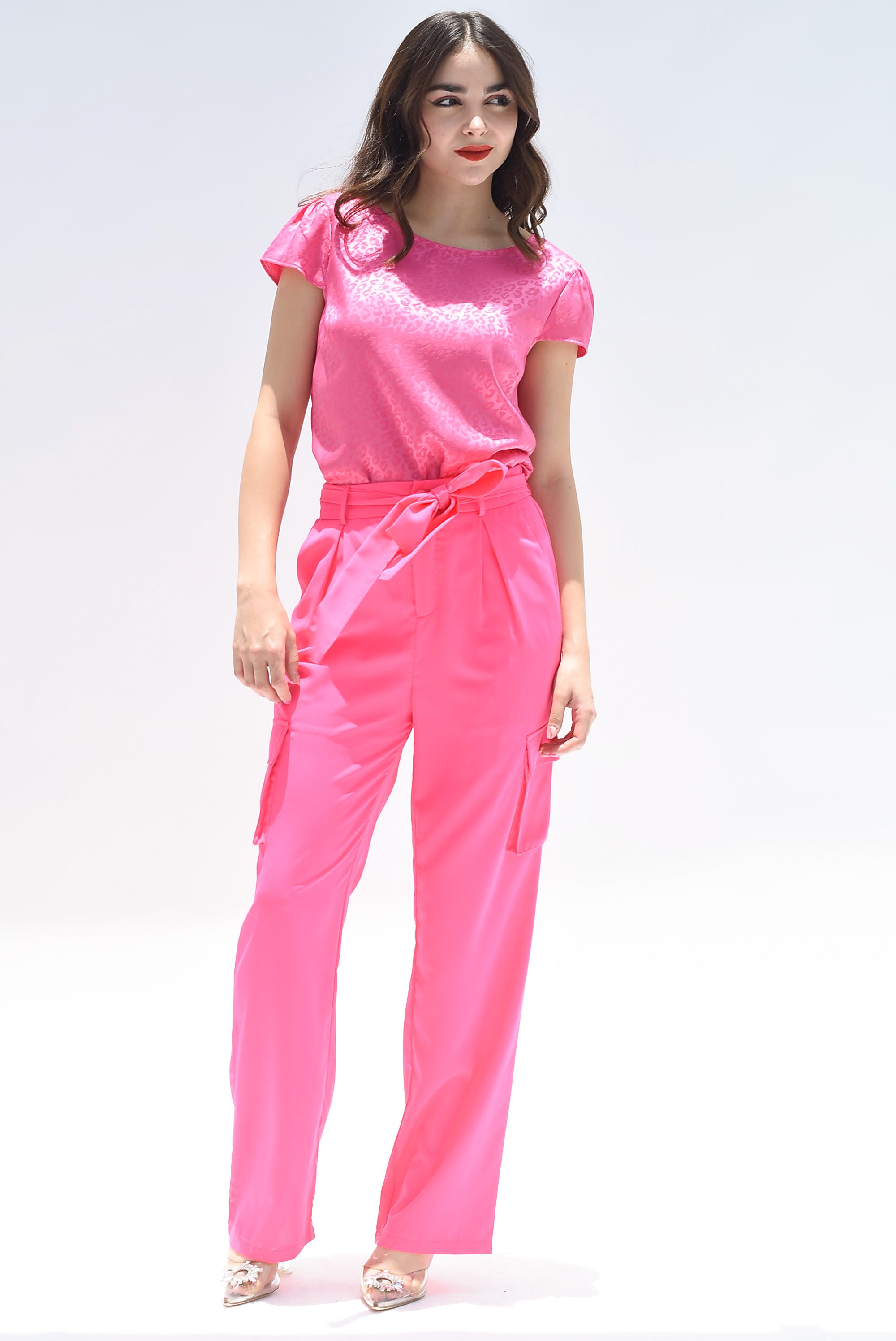 Pantalón de vestir cargo Rosa vibrante