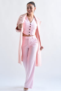 Fashion Styled Abrigo botón Rosa pastel