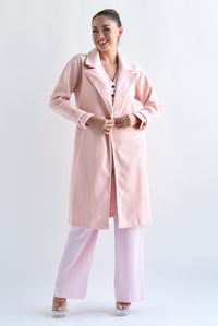 Fashion Styled Abrigo botón Rosa pastel
