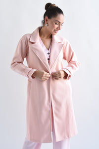Fashion Styled Abrigo botón Rosa pastel