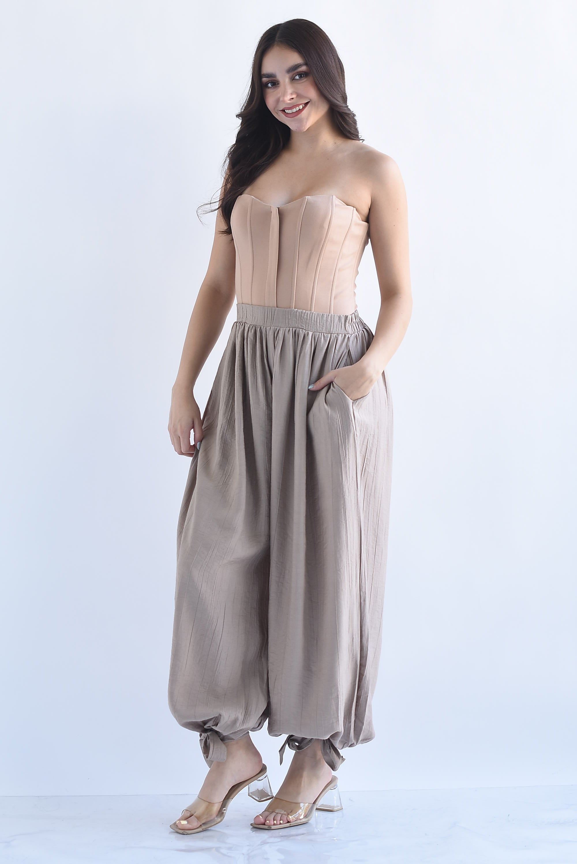 Pantalón globo texturizado