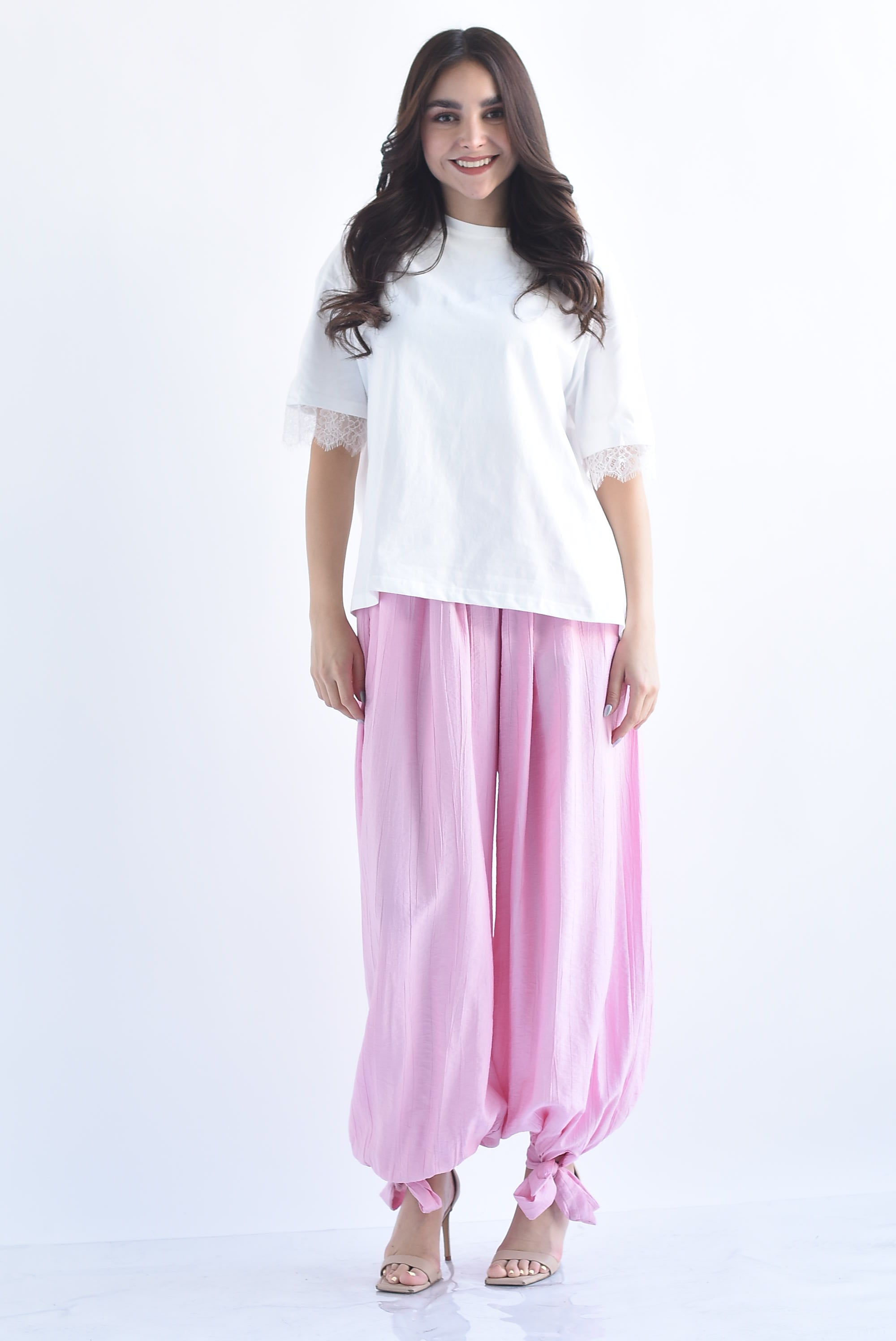 Pantalón globo texturizado