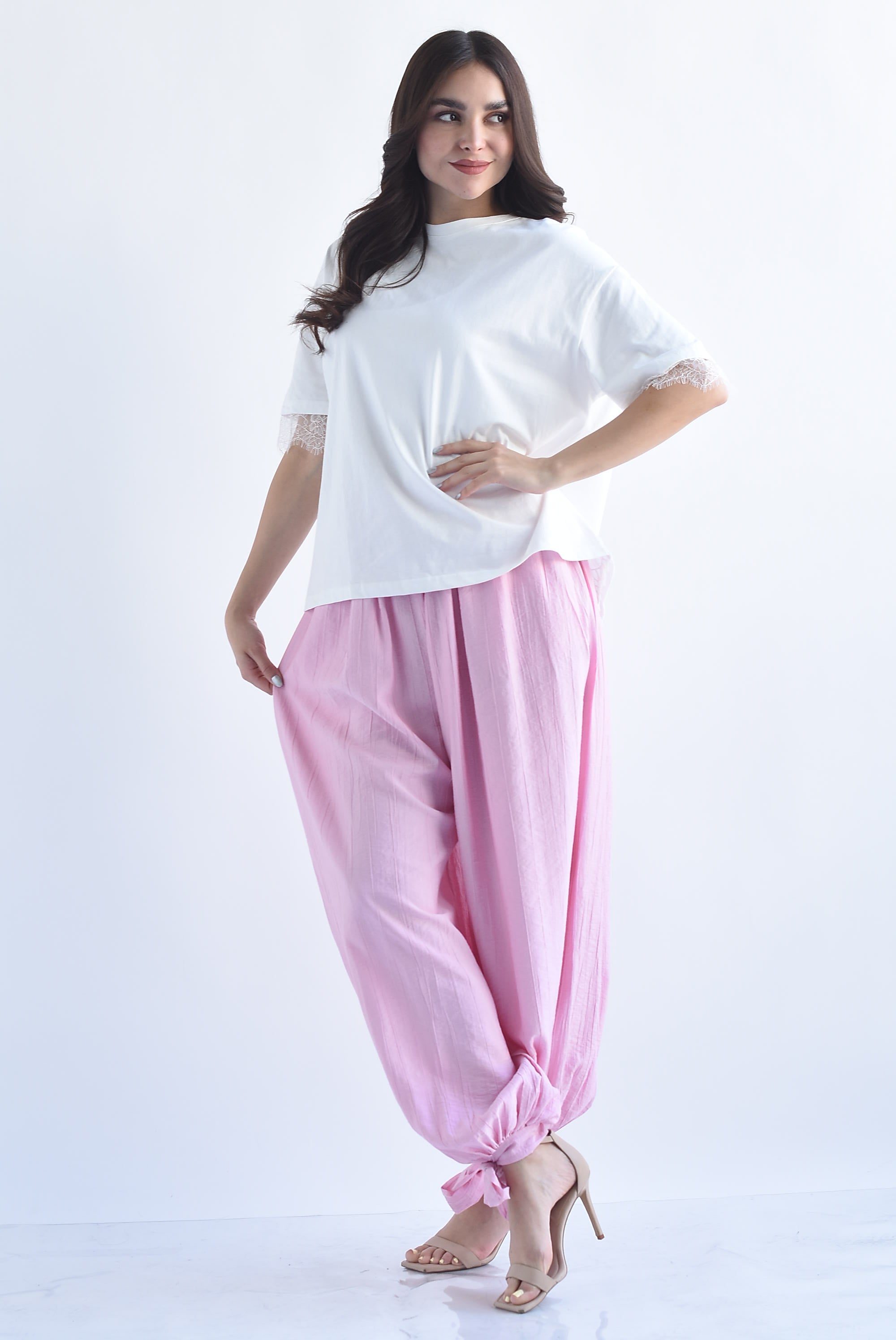 Pantalón globo texturizado