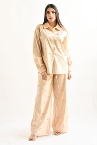 Fashion Styled Set Pantalón y Camisa joya Beige