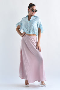 Fashion Styled Falda larga lateral encaje Rosa pastel