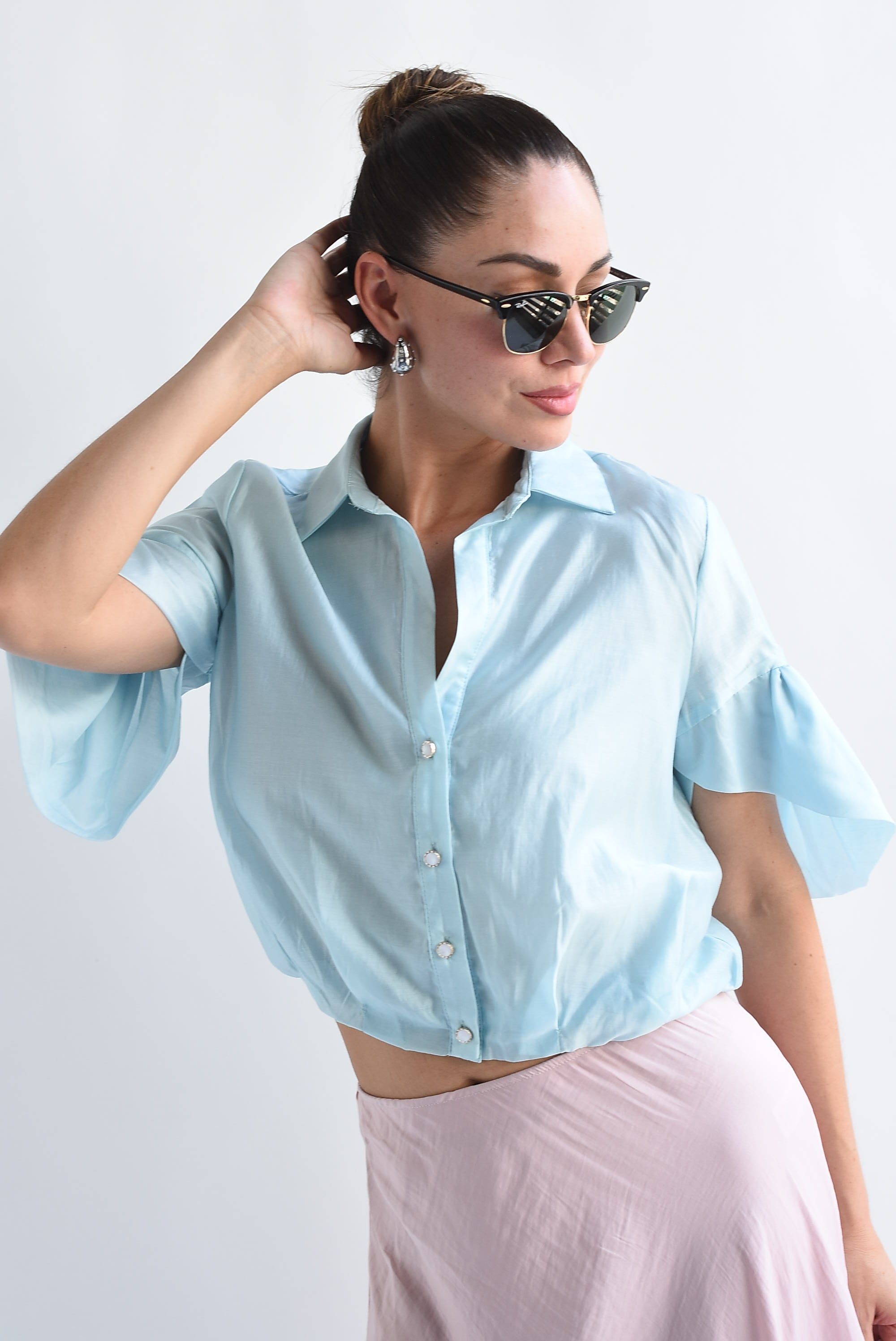 Blusa elástico cintura Azul Baby
