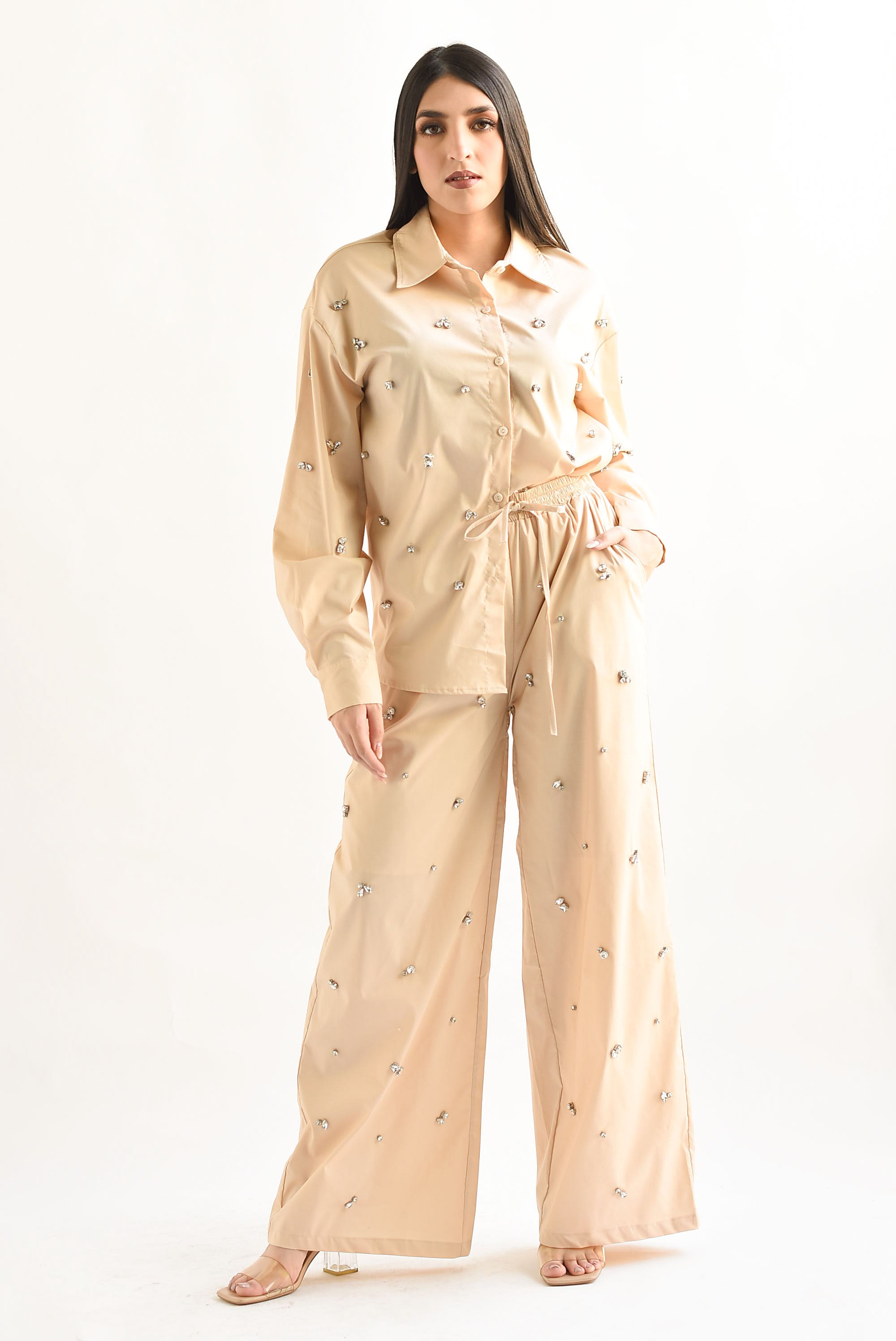Set Pantalón y Camisa joya Beige
