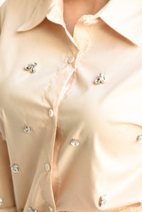 Fashion Styled Set Pantalón y Camisa joya Beige