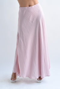 Fashion Styled Falda larga lateral encaje Rosa pastel