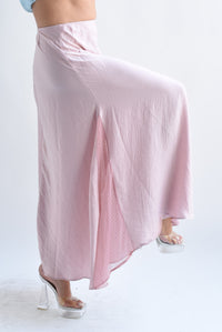 Fashion Styled Falda larga lateral encaje Rosa pastel