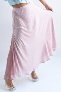 Fashion Styled Falda larga lateral encaje Rosa pastel