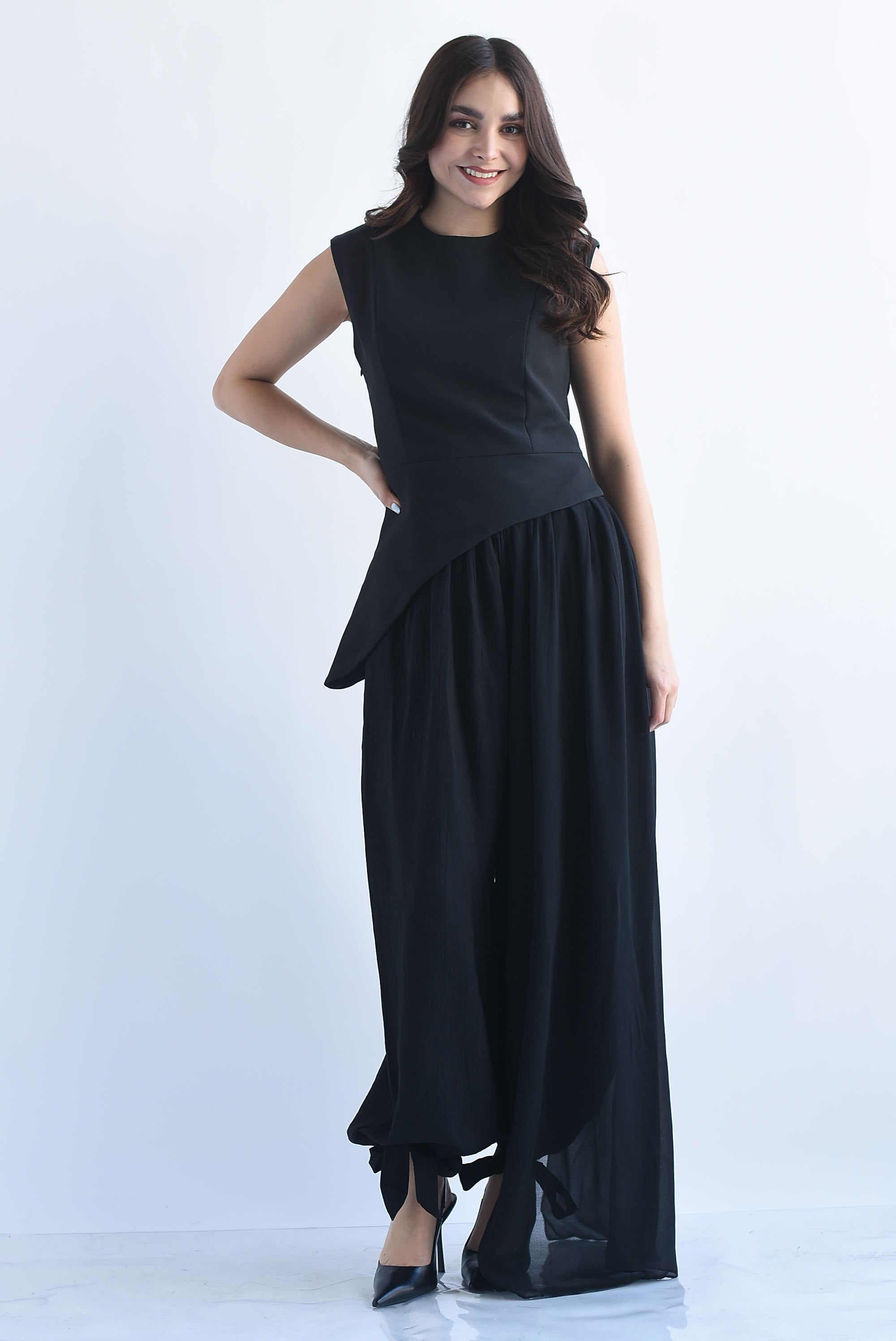 Blusa asimétrica cauda gasa