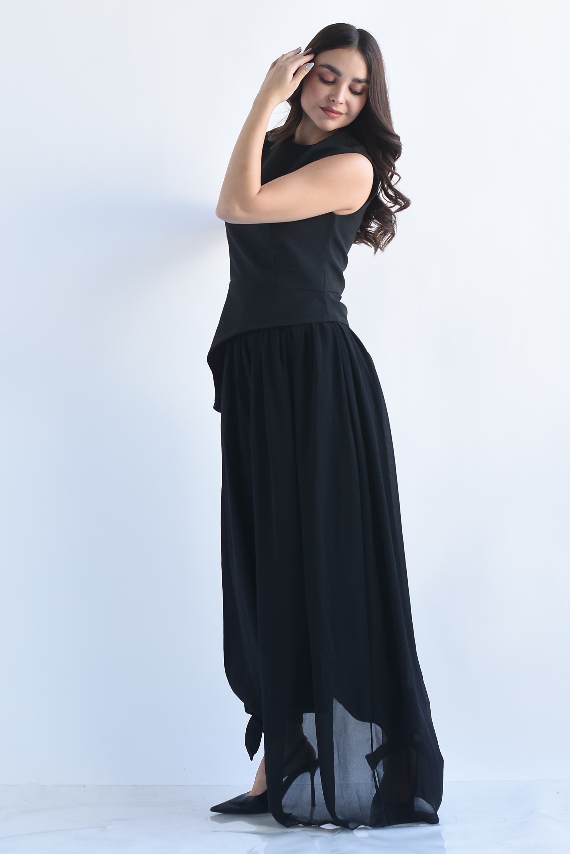 Blusa asimétrica cauda gasa