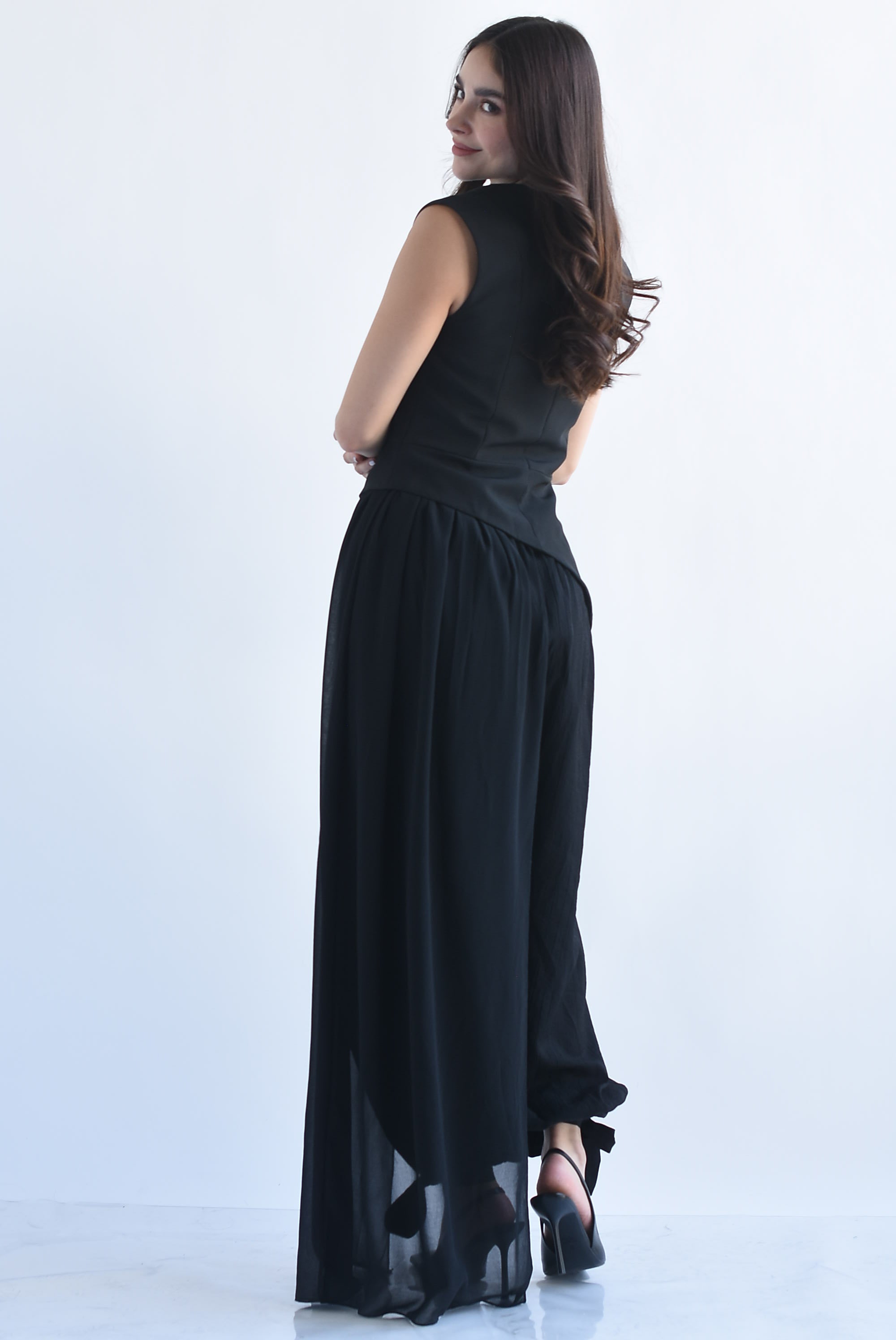 Blusa asimétrica cauda gasa