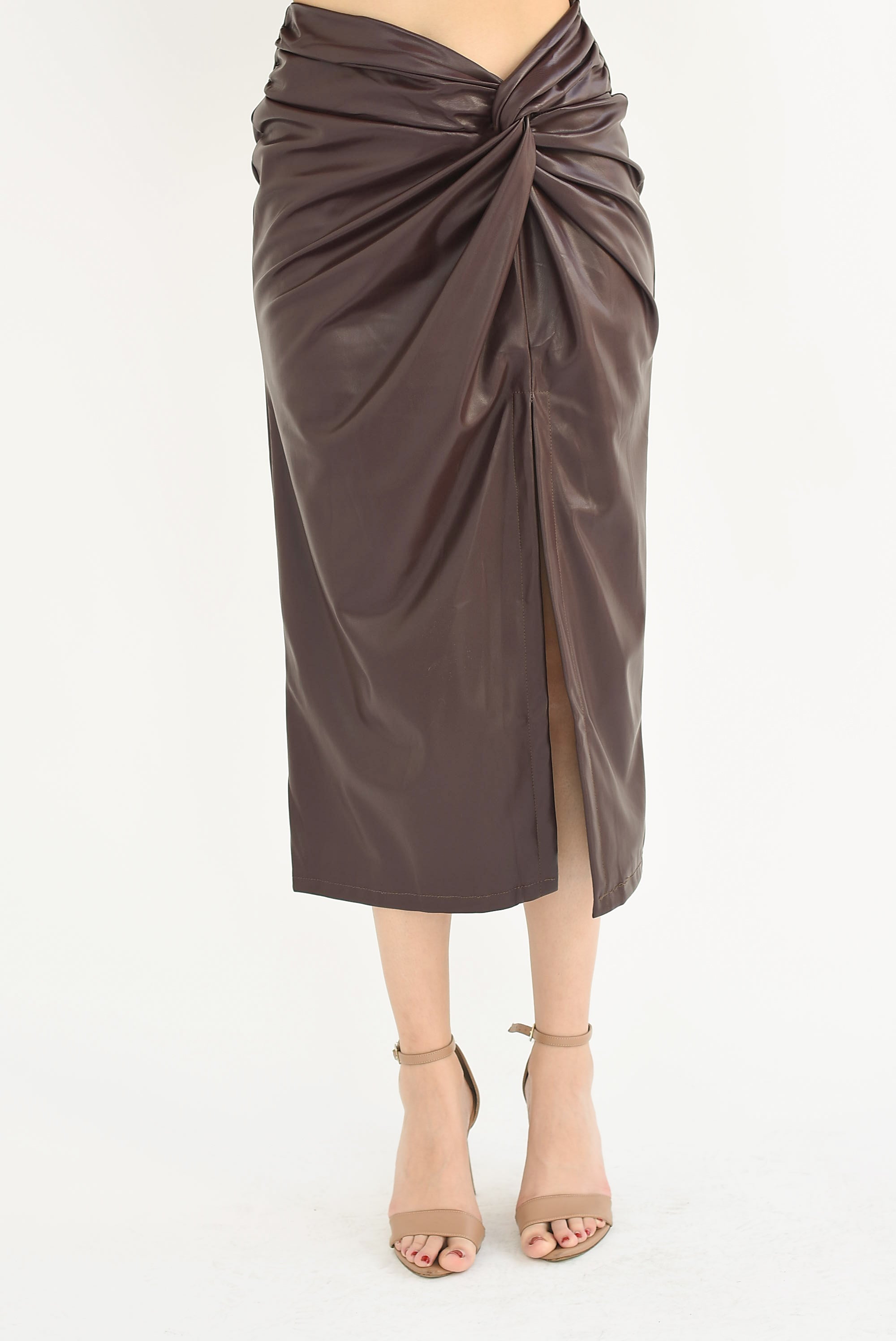 Falda nudo vinipiel Chocolate