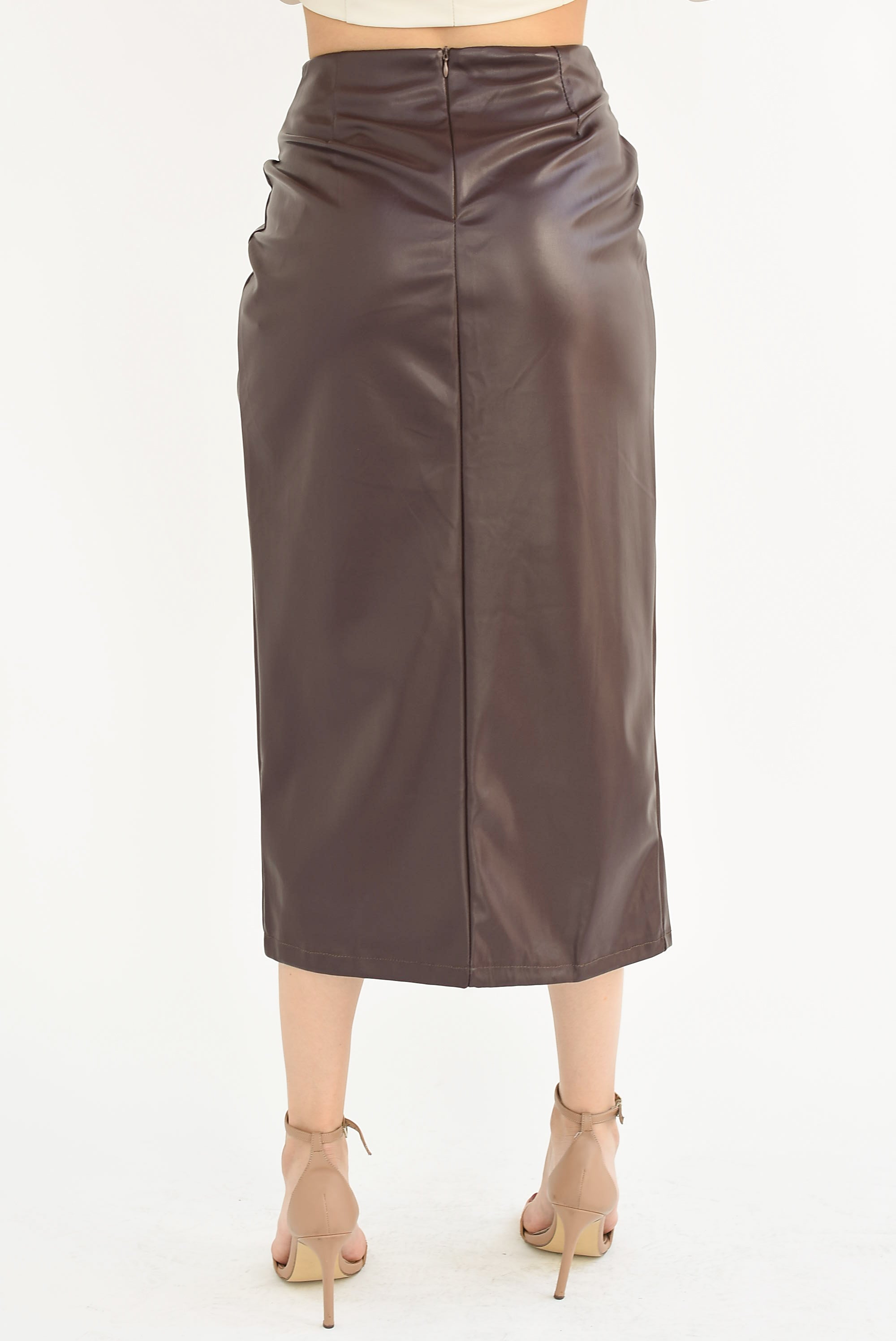 Falda nudo vinipiel Chocolate