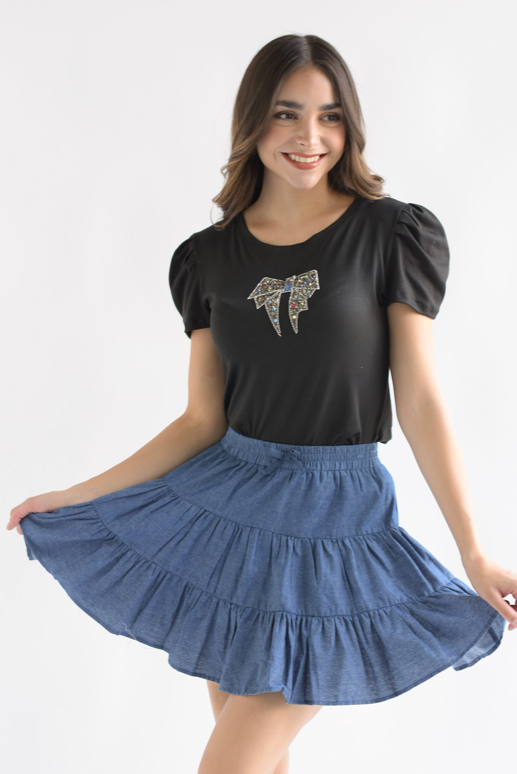 Falda corta olanes Denim Medium