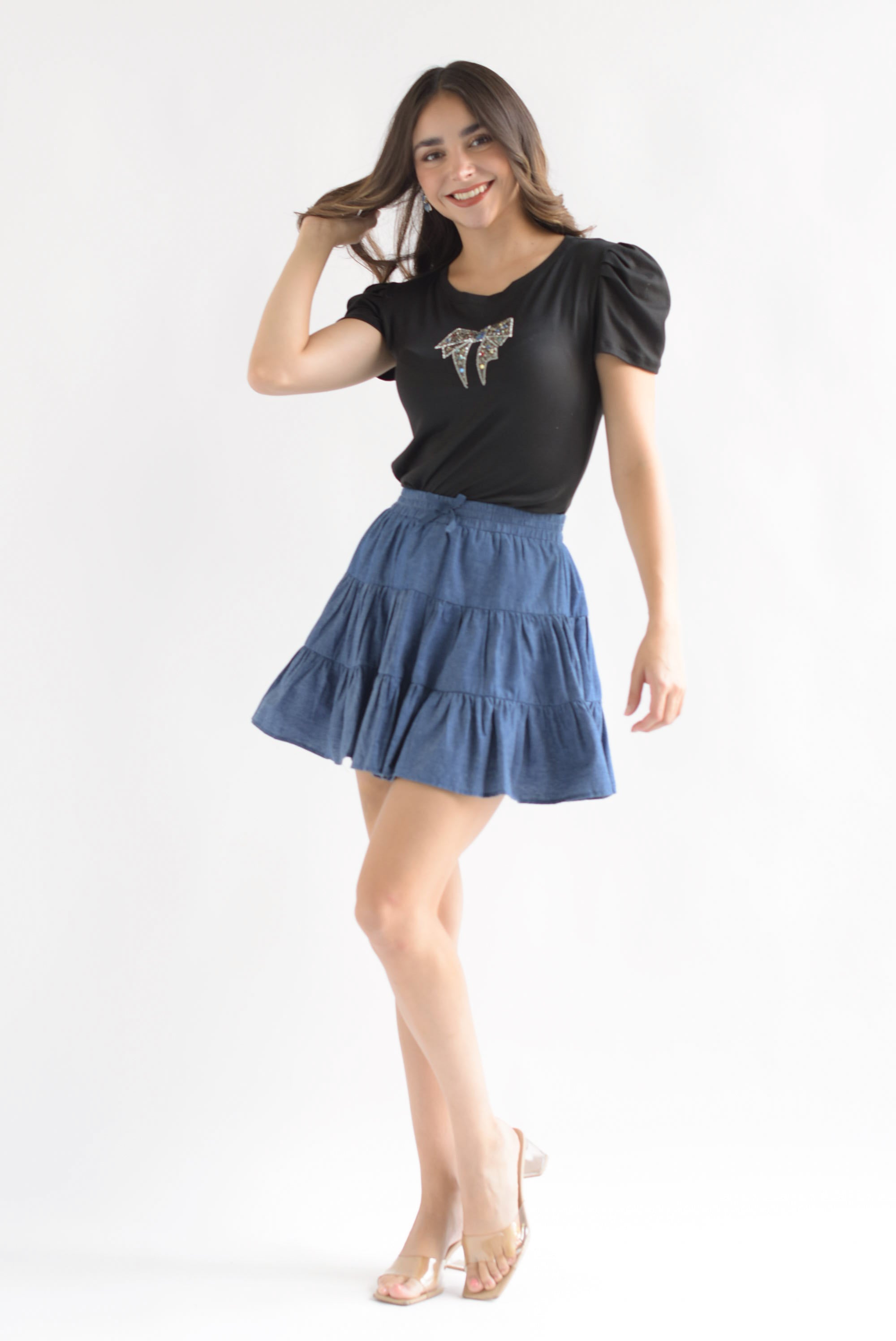 Falda corta olanes Denim Medium