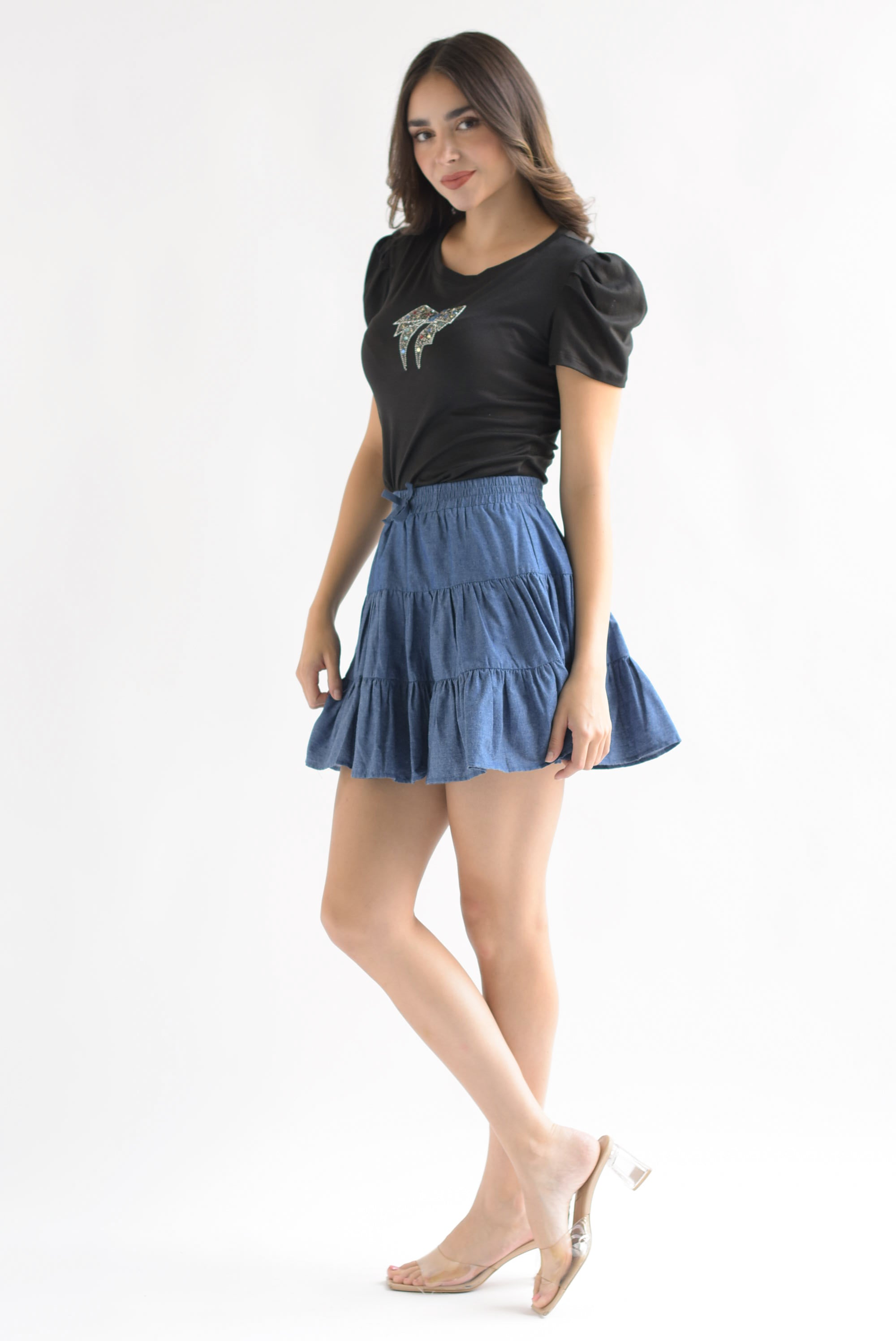 Falda corta olanes Denim Medium