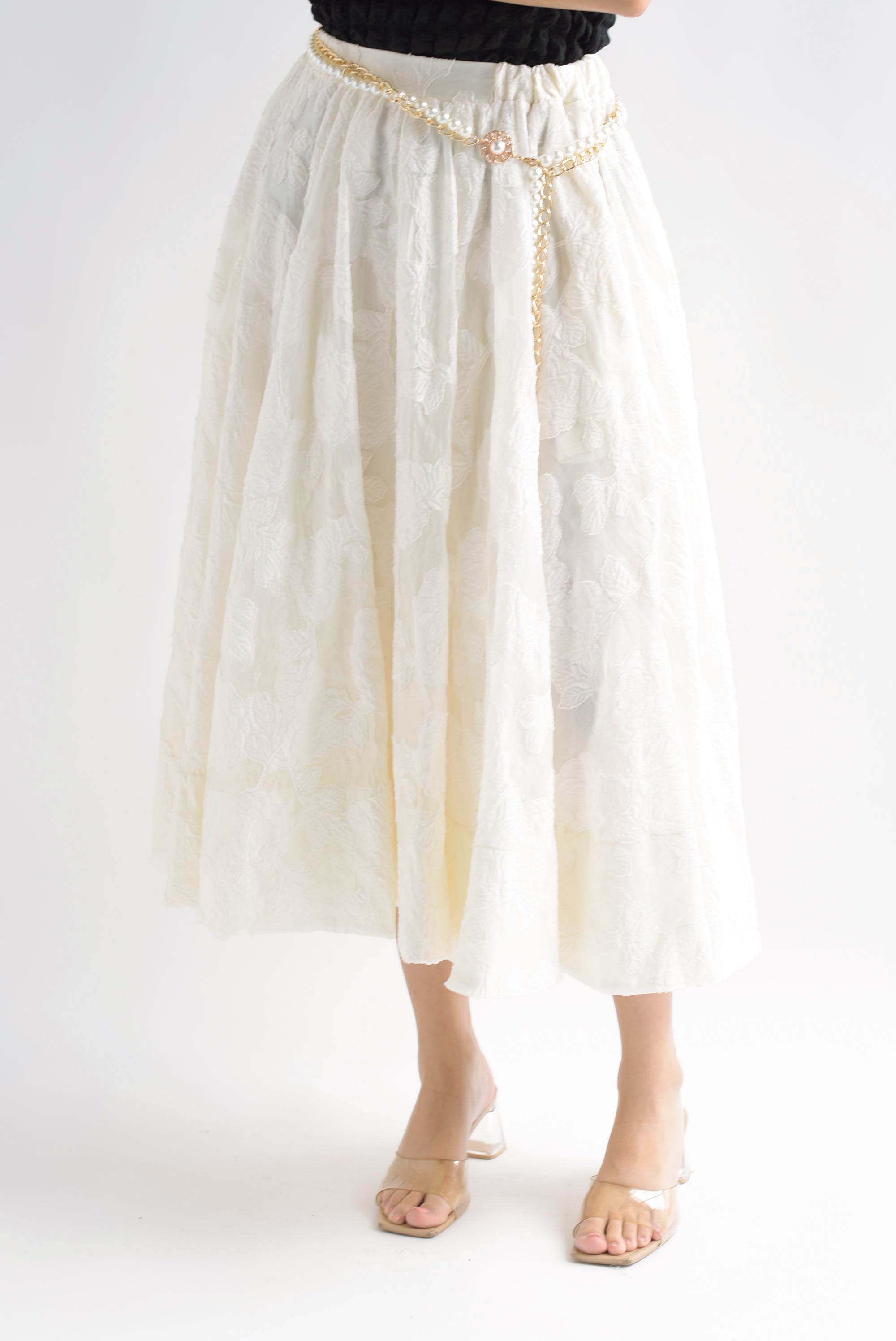 Falda texturizada flores Blanco