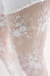 Fashion Styled Jeans piernas encaje tulle Blanco