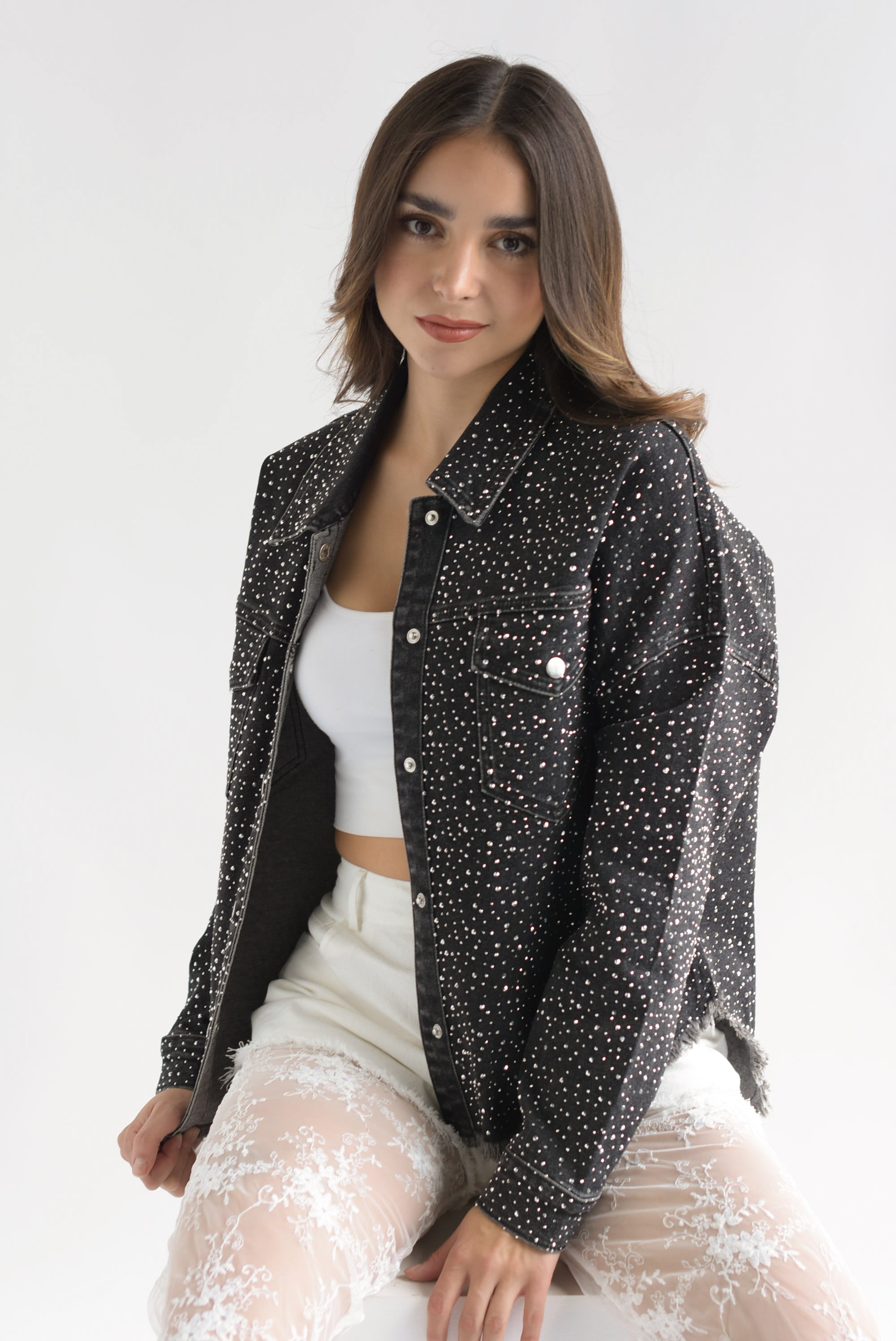 Shacket brillos Denim Negro