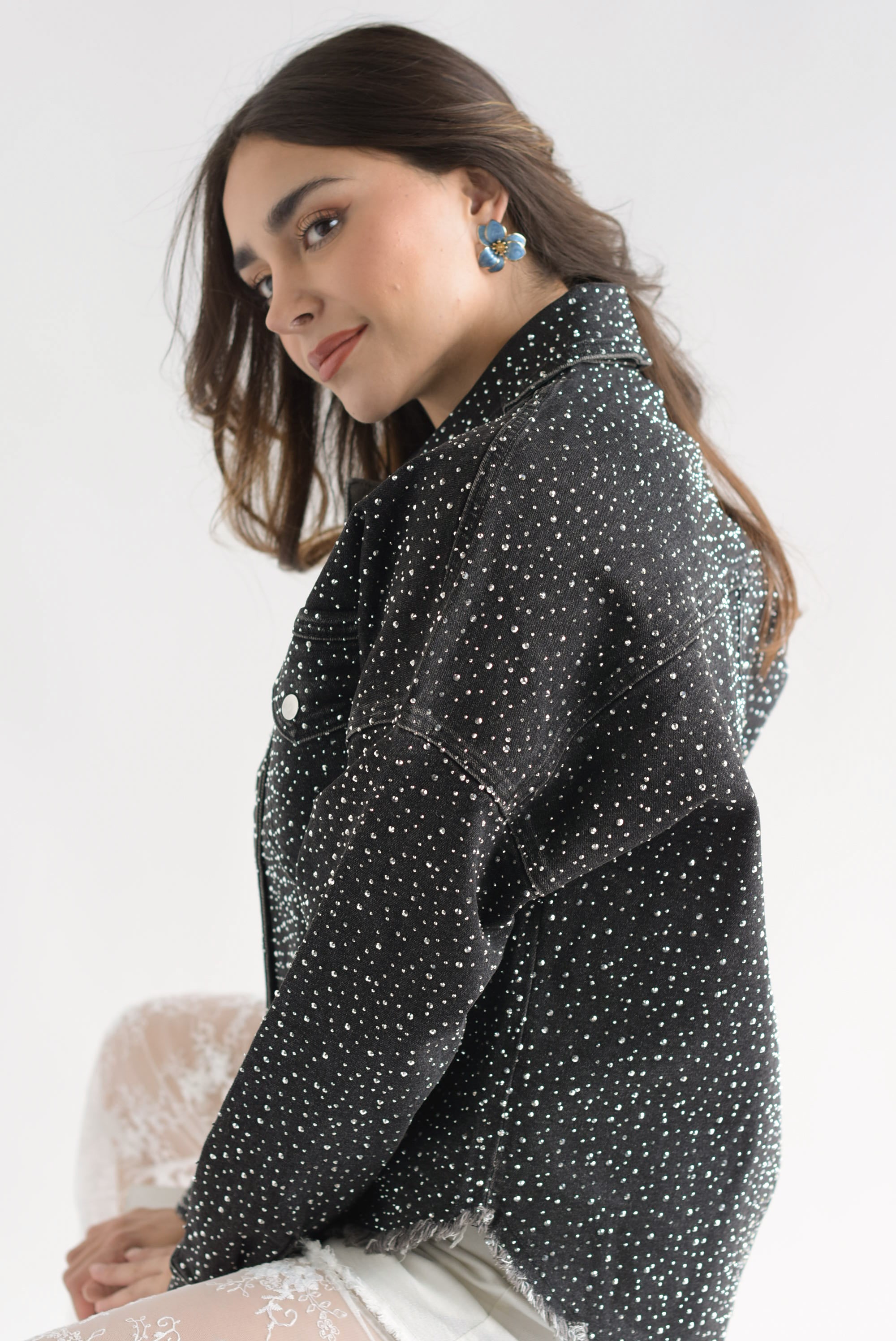 Shacket brillos Denim Negro