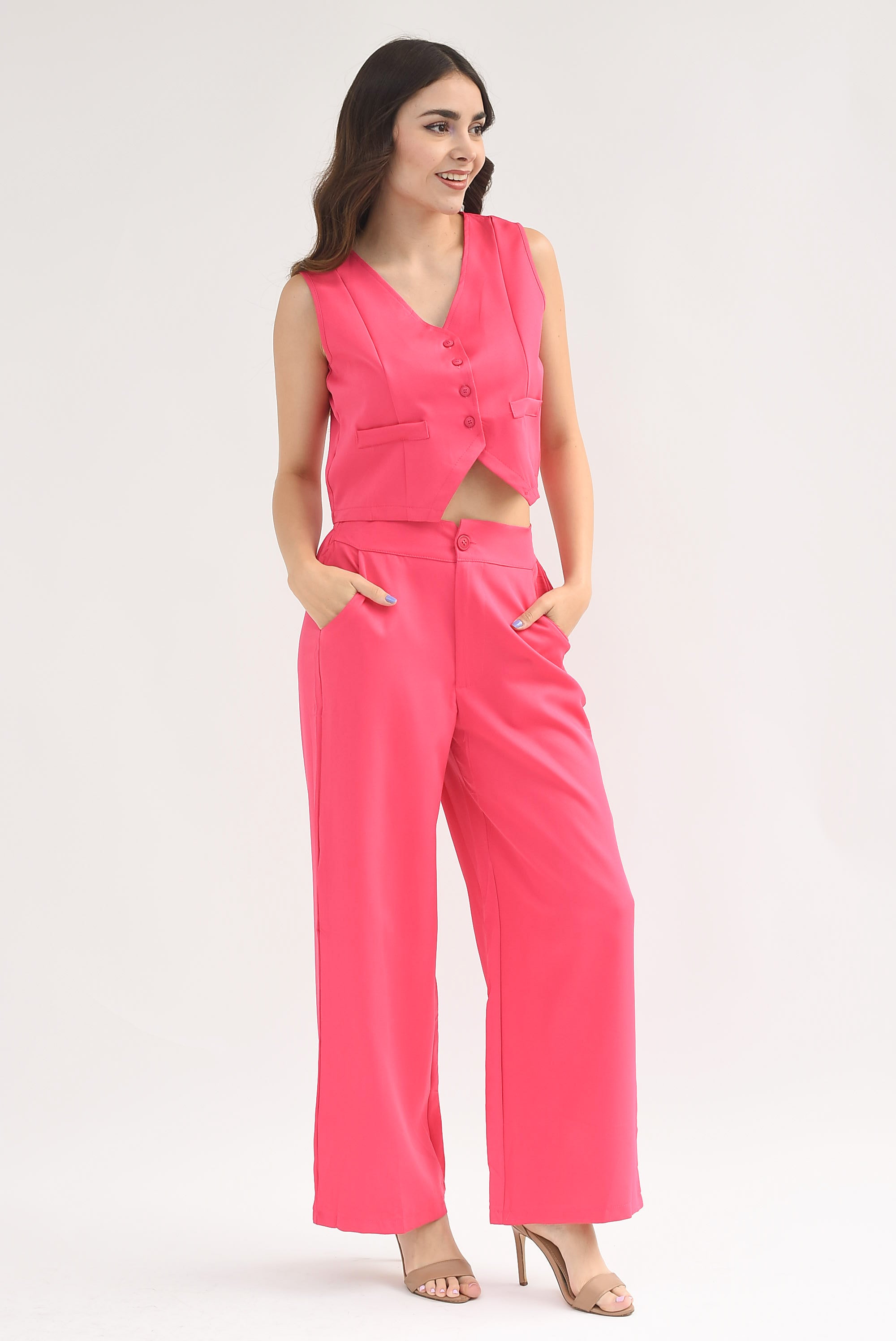 Set Pantalón pierna ancha y Chaleco Fiusha