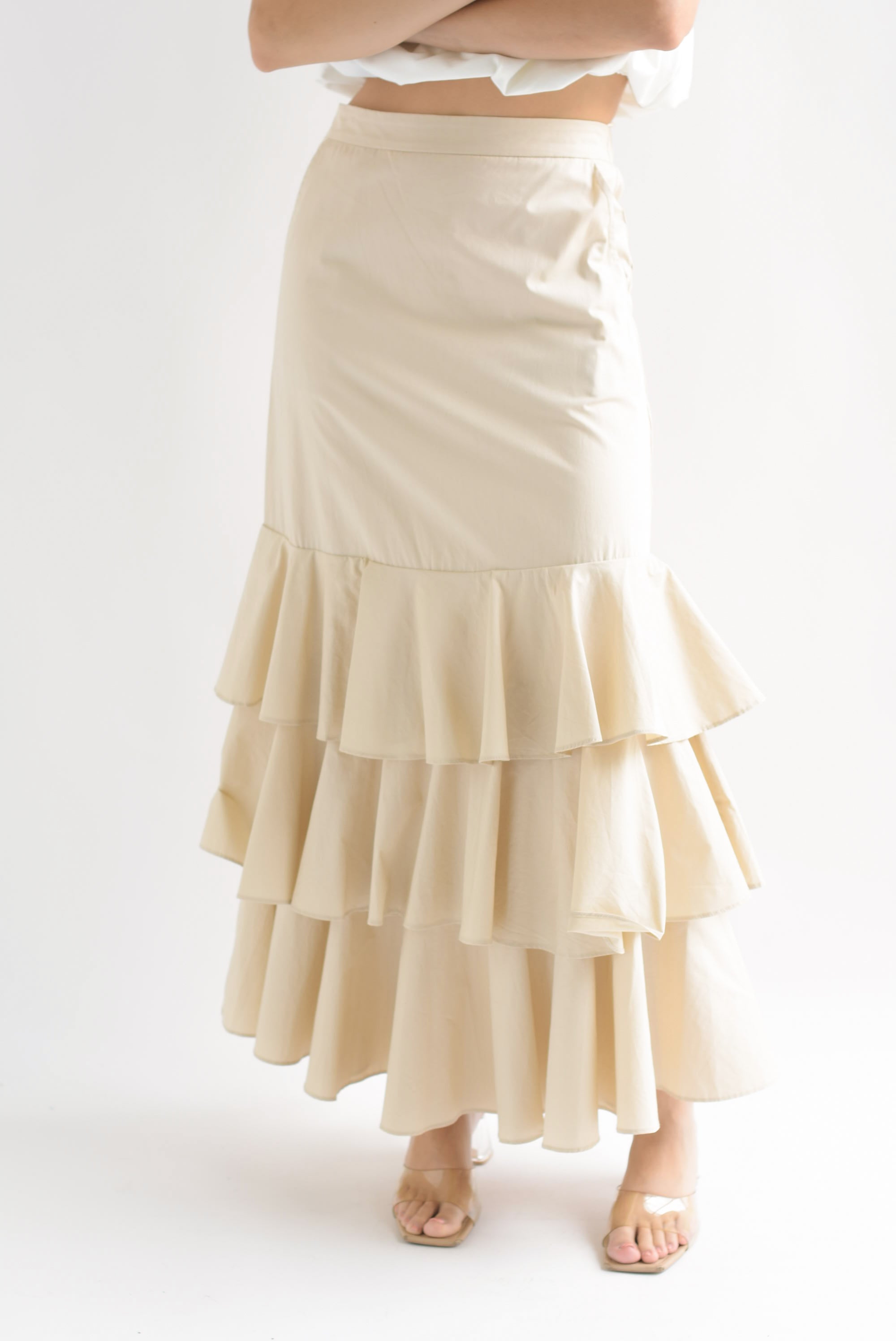 Falda larga olanes Beige