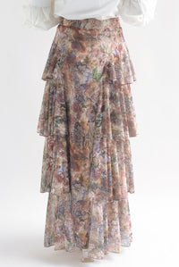 Fashion Styled Falda larga mesh olanes flores tapiz