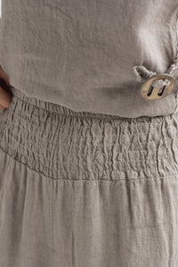 Fashion Styled Set Pantalón wide y Maxi blusa lino italiano Gris