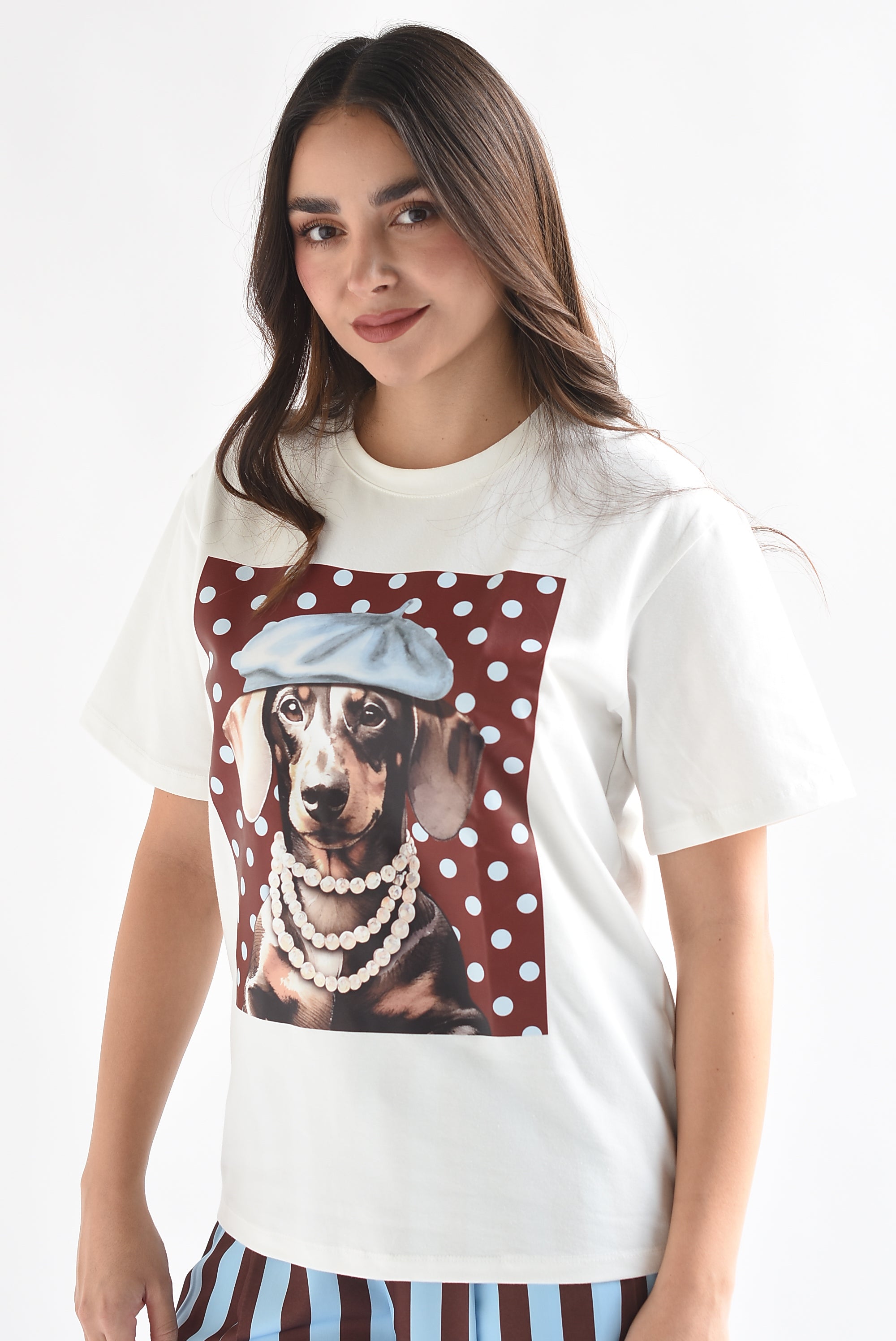 T-Shirt perro boina polka dots