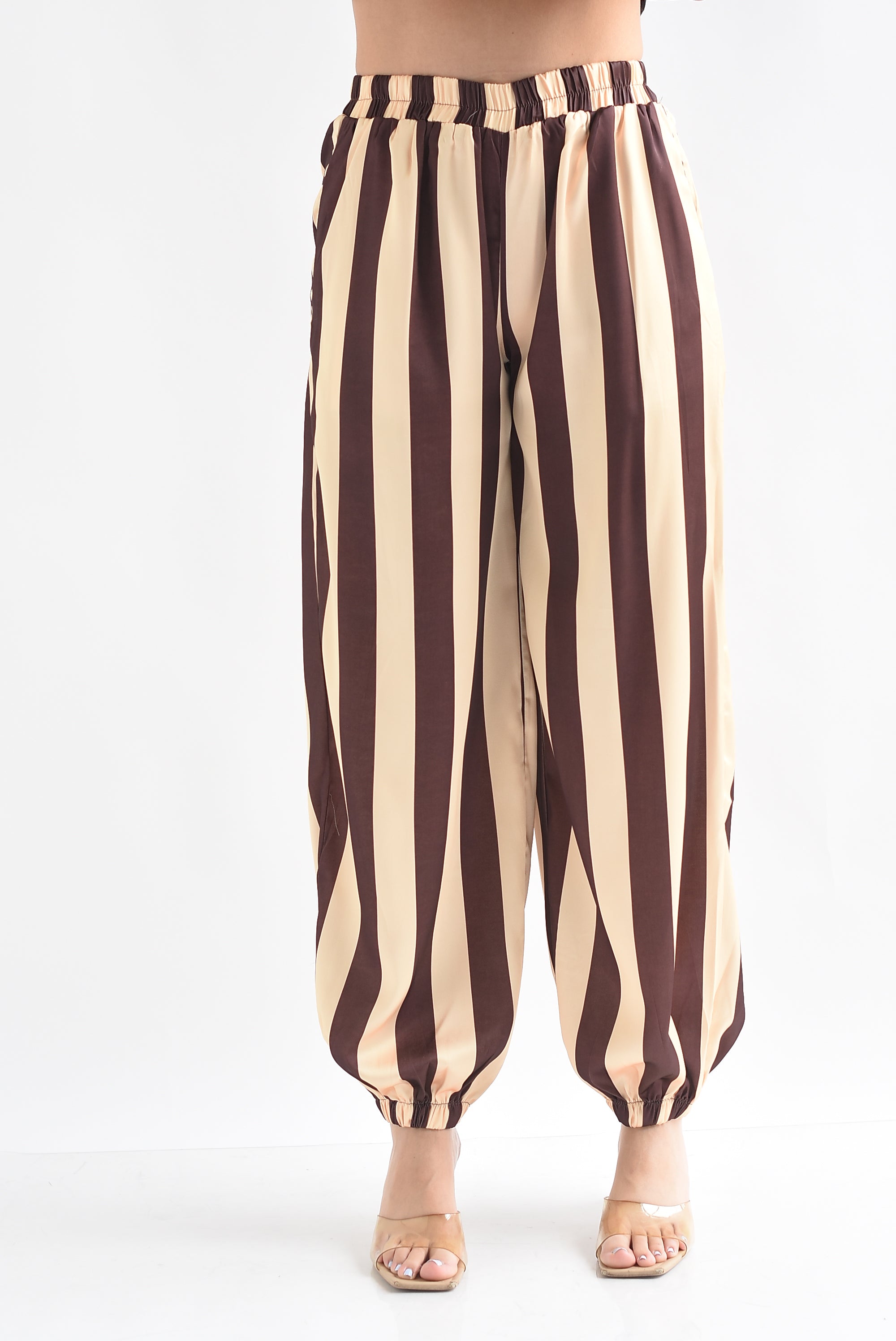 Pantalón globo rayas bitono