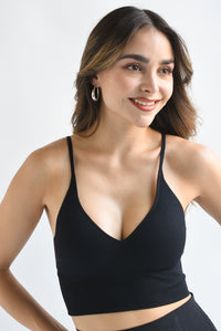 Fashion Styled Top Underwear copas V Negro