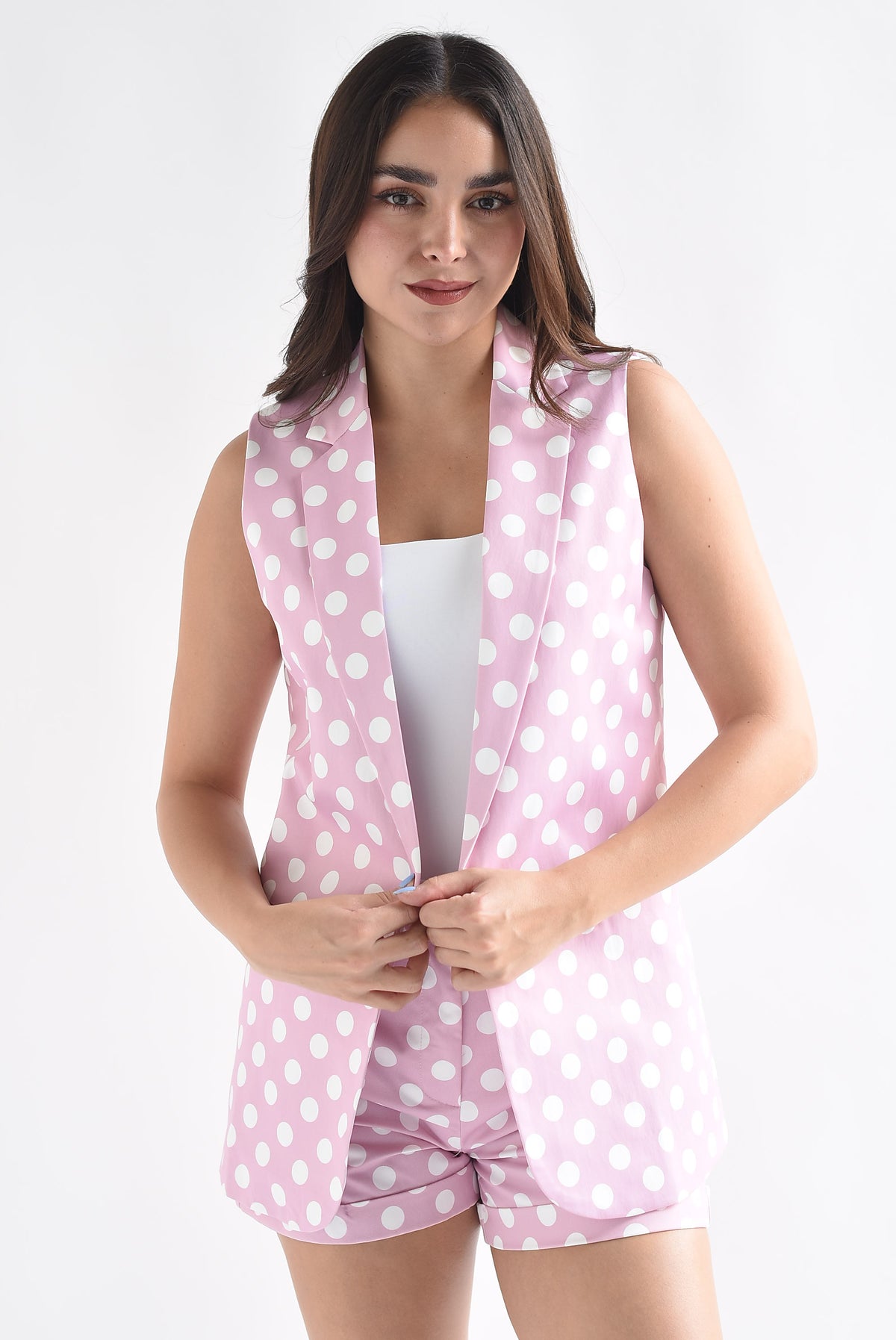 Set Short y Chaleco largo polka dots
