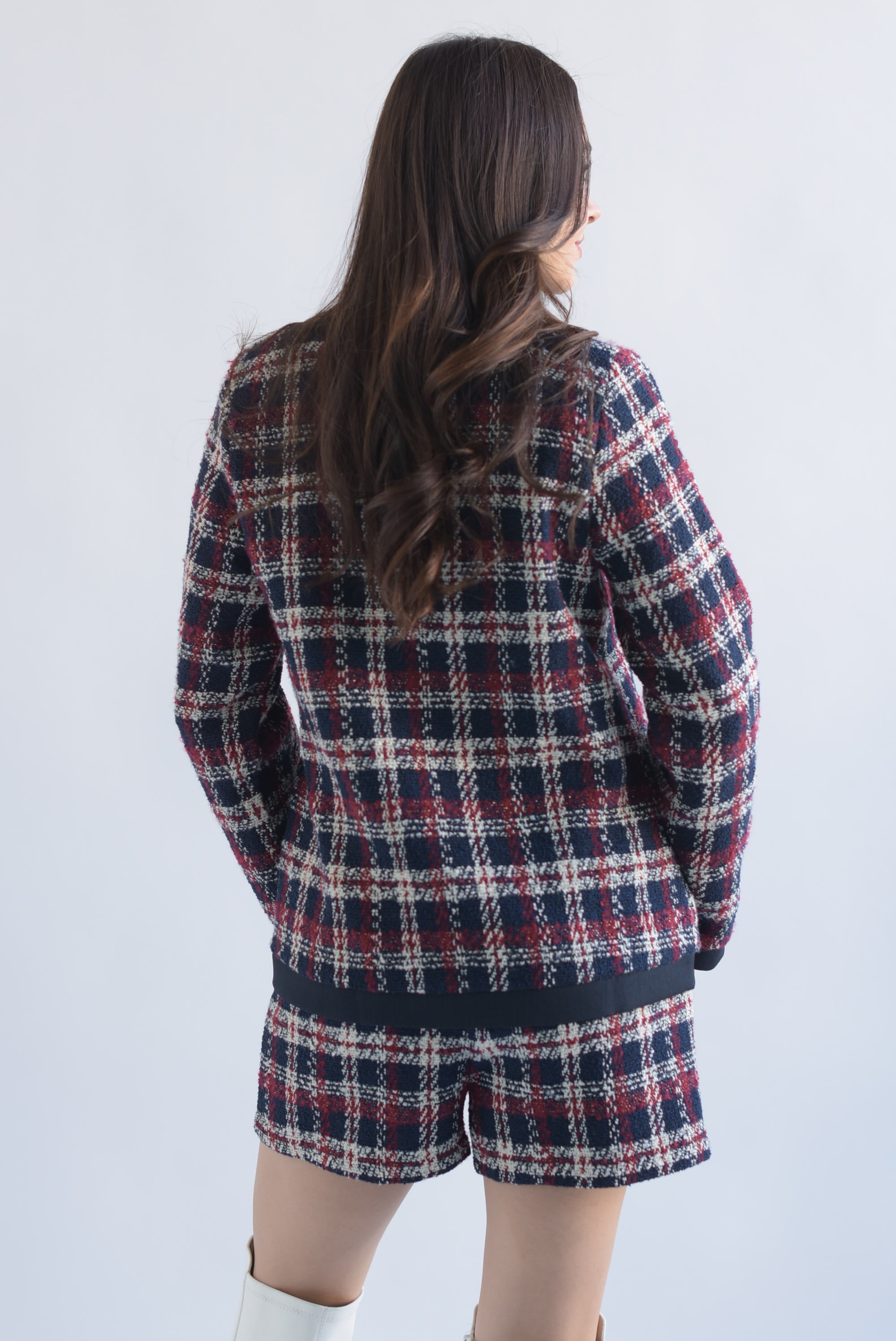 Set Short y Blazer filos tweed cuadros Azul Marino