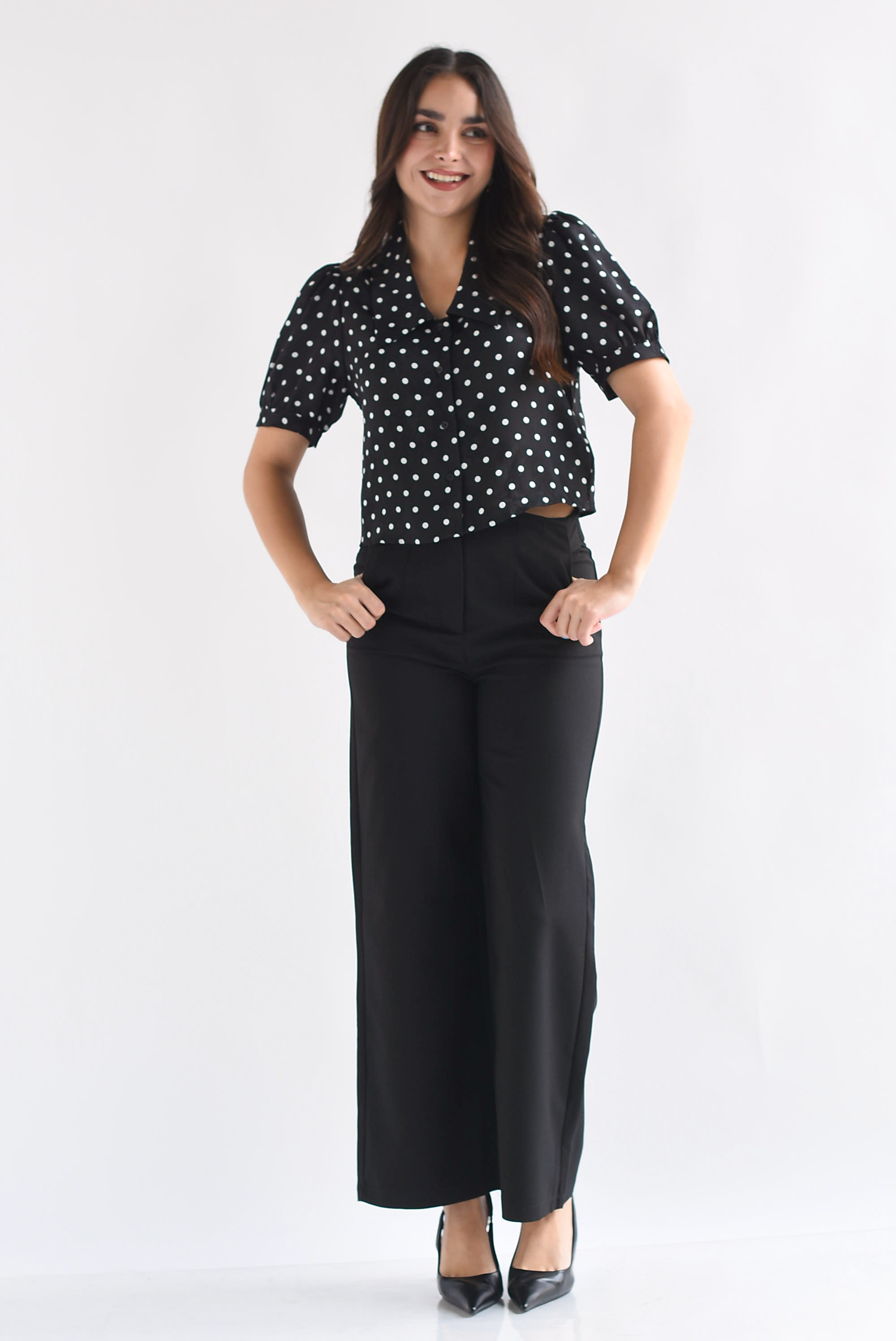 Blusa manga globo polka dots y flores